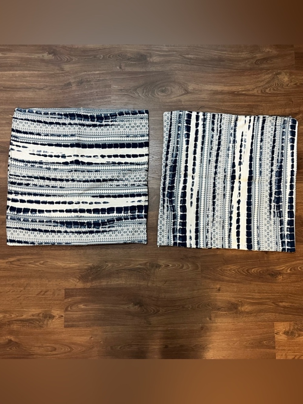 Set of 2 Blue & White Boho Stripe 22x22 Inches Decorative Throw Pillow Covers